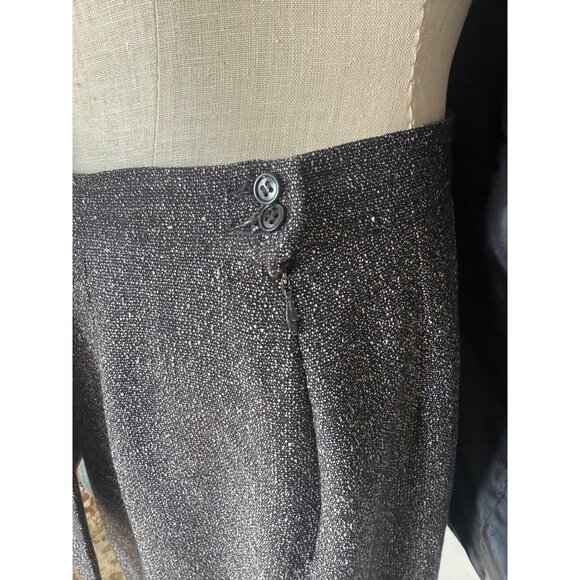 Vintage 70's Pendelton Wool Rayon Blend Suit Skirt Set Black Nubbed Size 16 - Picture 11 of 16